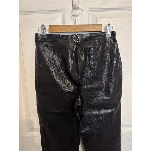 VTG Cache Y2K Black Leather Pants Snake Texture Size 4 Straight Leg Zipper Front - Picture 3 of 7